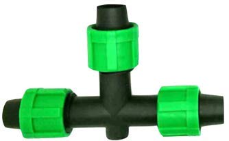 (100-PACK) Drip Irrigation Tubing Tee - 1/2" Universal 3-Way Perma Connector Barbed Locking Fitting - Fits All Brands 16-17mm Drip Tape & Tubing (100, Tee)