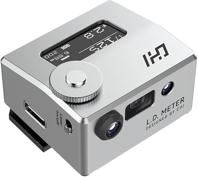 CHI L.D. Light Meter Lite - Precise Lighting and Laser Distance Measure for Leica and Vintage Camera Film Photography (Silver)