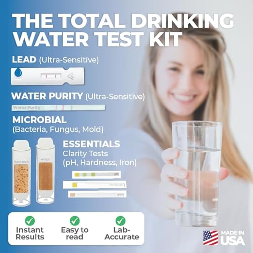#1 Total Drinking Water Test Kit – Made in USA – Tap Water Well Water Quality by Detekt – Test for Lead, Bacteria, Mold, Heavy Metals, pH & Other Contaminants – Fast, Easy At-Home Results