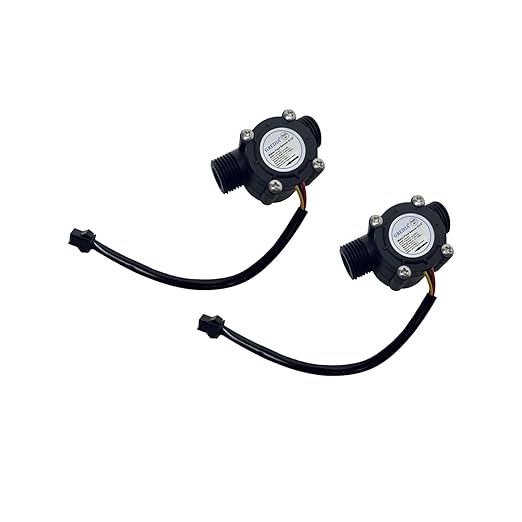 1/2" Water Flow Sensor Food-Grade Switch Hall Effect Flowmeter Fluid Meter Counter 1-30L/min (Pack of 2）