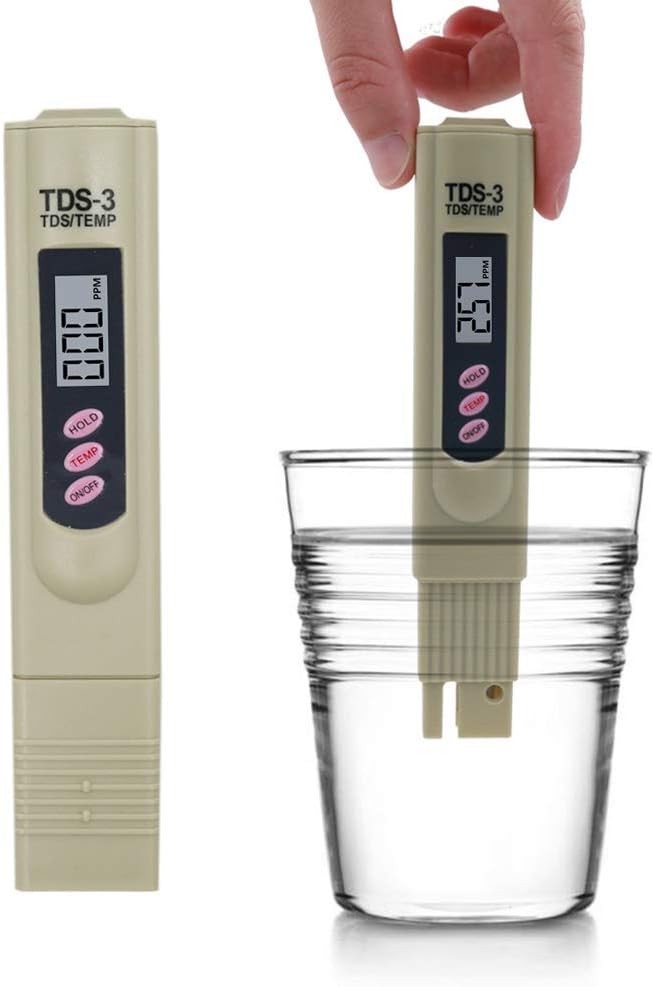 Digital TDS Meter Water Tester, PPM Water Quality Tester Measuring Range 0-9999ppm, Ideal for Drinking Water, Swimming Pool, Aquariums, Hydroponics (12, Grey)