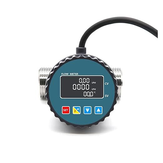 Digital Display Flow Meter Electronic Flowmeter Stainless Steel Male/Female Thread Smart LCD Electronic Flow Meter Water Flow Sensor High Sensitivity for Multiple Media(DN20,Male Thread)