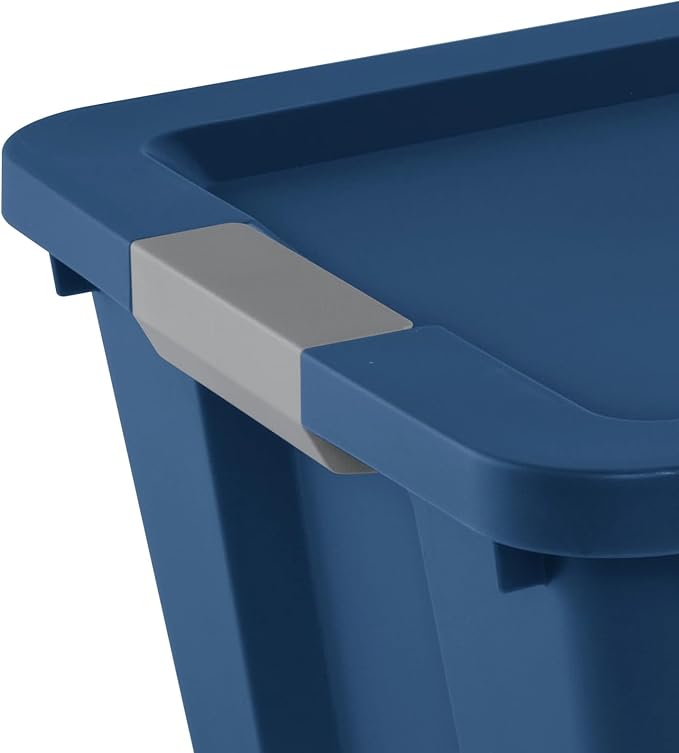 (2 pack) 34 Gallon Extra-Large Storage Bin, Plastic Storage Container with Latching Lid, Stackable Blue Bin for Home Garage Organization