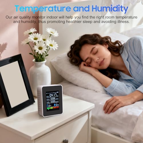 Air Quality Monitor, 5 in 1 Portable Quality Tester, CO2 Detector Air Quality Monitor Indoor, for CO2 | TVOC | HCHO | Temp Humi for Home, Cars Plants,Hotel, Office