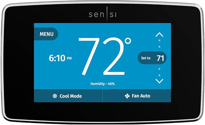 Sensi Touch Smart Thermostat by Emerson with Touchscreen Color Display, Programmable, Wi-Fi, Mobile App, Easy DIY, Data Privacy, Works Alexa, Energy Star Certified, ST75 (Black) + Wall Plate for Sensi Wi-Fi Programmable Thermostat (White)