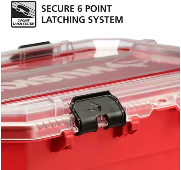 12-Gal. Heavy Duty Stackable Plastic Storage Container with Hinged Lid, 200 lb. Capacity, Red