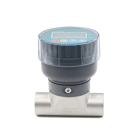 RS485 Electronic Digital Display Flowmeter Stainless Steel Male/Female Thread Smart LCD Electronic Flow Meter Water Flow Sensor(DN20,Male Thread)