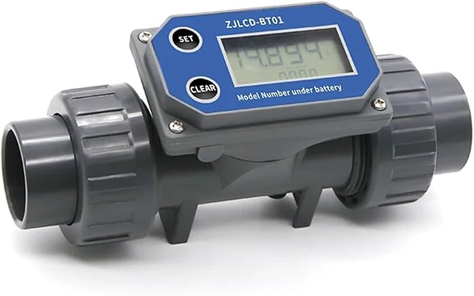 1-1/2inch Electronic LCD Digital Display Flowmeter NPN Turbine Flow Meter PVC Pipe Liquid Water For Farm/Garden Irrigation