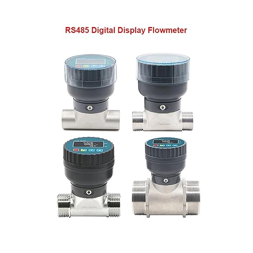 Digital Display Flow Meter Electronic Flowmeter Stainless Steel Male/Female Thread Smart LCD Electronic Flow Meter Water Flow Sensor High Sensitivity for Multiple Media(DN50,Female Thread)