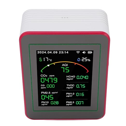 Air Quality Tester 15 in 1 Design 2.8 Inch HD Display CO2 TVOC HCHO PM2.5 Temperature Humidity Timer WiFi Air Quality Detector (Type 2)