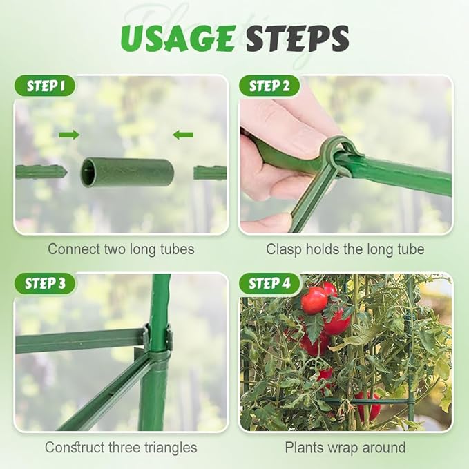 Adjustable Modular Plant Support Frame, 2026 New Garden Raised Bed Planter Heavy Duty Steel Tomato Trellis Kit, Upgrade Plant Support Tower Stakes Provides Support for Climbing Plants (1, Green)