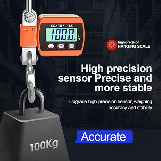 Hanging Scale, Hancaner Digital Crane Scale 1000lbs, Heavy Duty Crane Scale 500Kg LCD Backlight with 3 Unit Change/Tare/Zero for Construction Factory Building Hunting