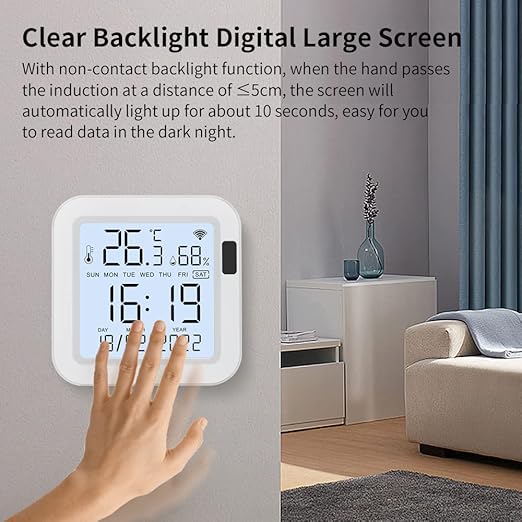 eMylo Indoor Thermometer Hygrometer, WiFi Humidity Meter and Temperature Sensor with App Control, Large Display Backlight, Notification Alerts, for Home, Baby Room, Cellar
