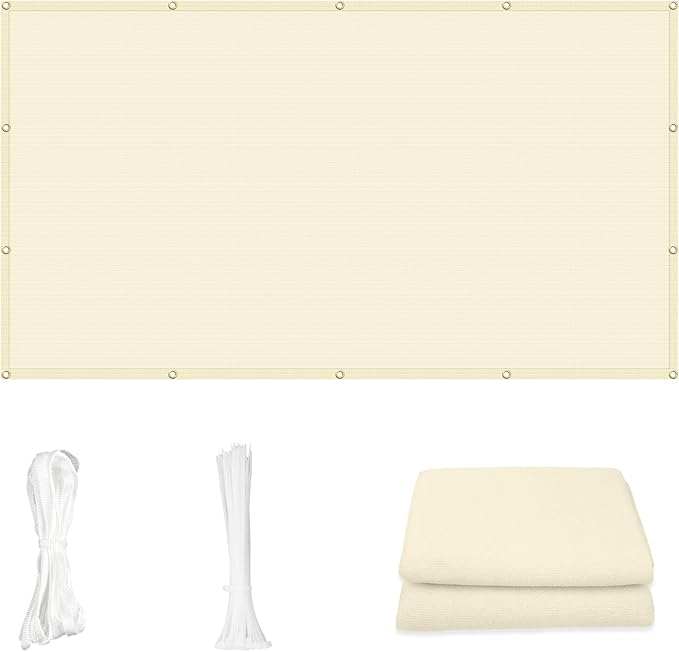Cool Area Sun Shade Cloth with Grommets 8×24 FT Shade Panel Shade Tarp Screen Fabic for Outdoor Patio Pergola Cover Deck Garden, Butter Cream (Customized)