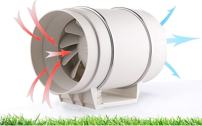 129CFM 4 Inch Inline Duct Fan Tube Ventilation Fan Silent Waterproof Vent Exhaust Blower Air Circulation Duct Fan for Kitchen Bathroom Toilet Grow Tent Greenhouses 220 m³/h (4 inch/White)