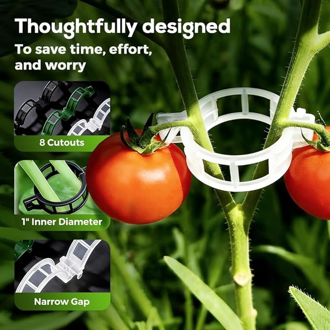 Plant Support Clips, 2026 Upgraded Tomato Plant Clips for Climbing Plants, Reusable Plastic Garden Clip for Grape Cucumber Stems Outdoor Vine Fixing Clip Gardening Supplies (50, White)