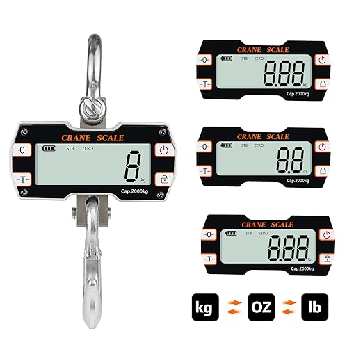 Hyindoor 2000kg 4400lb Crane Scale, 2 Ton Digital Hanging Scale with Remote, Industrial Heavy Duty Electronic Crane Scale