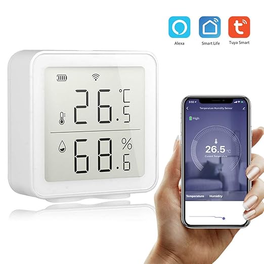 JTLB Thermometer Outdoor Thermometer, 10x9x5 Smart Humidity Sensor Hygrometer Outdoor Indoor Thermometer Digital LCD Display Temperature Humidity Monitor