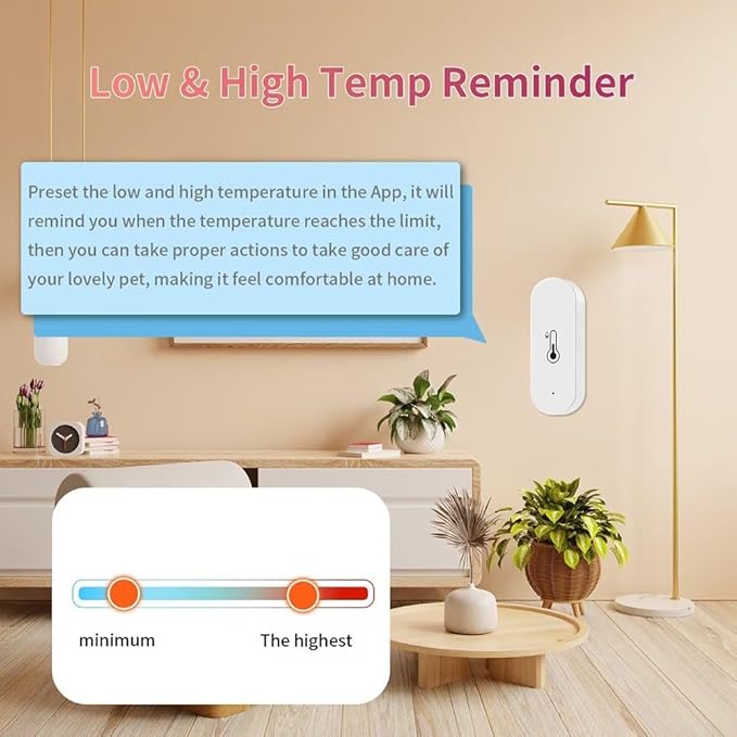 For Cozylife WIFI Indoor Temperature And Humidity Sensor With App Controlled Alerts And Wireless Connectivity