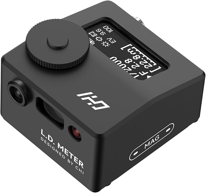 CHI L.D. Light Meter Lite - Precise Lighting and Laser Distance Measure for Leica and Vintage Camera Film Photography (Black)