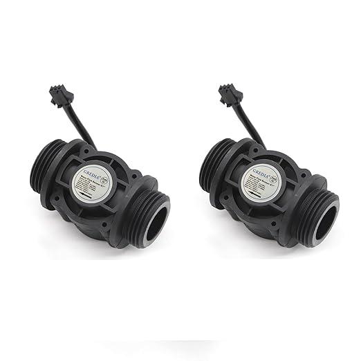 1" Water Flow Sensor Food-Grade Switch Hall Effect Flowmeter Fluid Meter Counter 1-60L/min (Pack of 2）