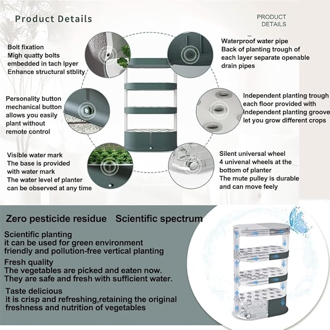Garden Hydroponic Growing System 48 Pods Hydroponics Tower, Plant Germination Kit Aeroponics Growing Kit with LED Grow Light & Automatic Watering, Smart Garden Planter Aquaponics P