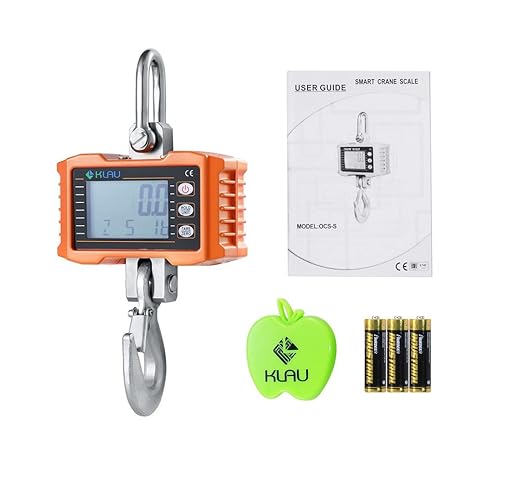 Klau Hanging Scale 500 kg 1000 lb Digital Crane Scale Heavy Duty Industrial Smart Weighing Tool Hoist Orange for Farm Factory