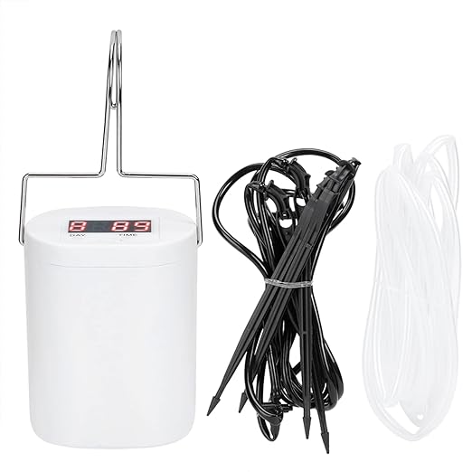 Intelligent Charging Potted Plant Timing Watering Kit, Automatic Drip Irrigation System, Smart Watering Controller with Adjustable Timer for Indoor Outdoor Plants, Includes Hose an