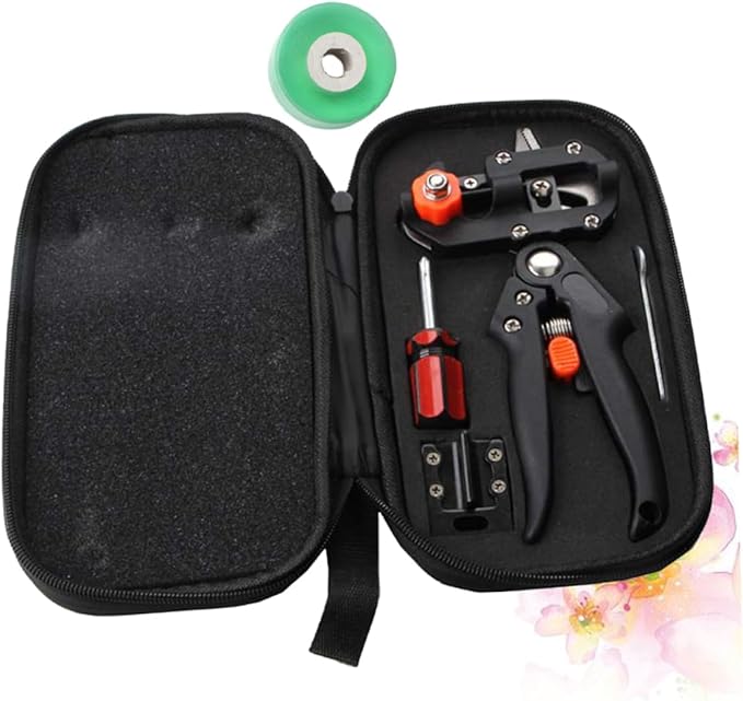 Nursery Grafting Tool Kit Professional Garden Grafting and Pruning Scissors with Durable Blades Includes Tool Cloth Bag Packaging Black