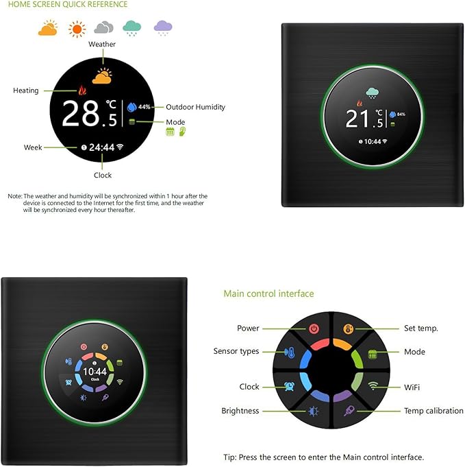 Docooler WiFi Smart Thermostat Temperature Controller Weekly Programmable Button Control/Mobile APP/Voice Control Compatible with Alexa/Google Home/Tuya App - for Water/Gas Boiler 5A