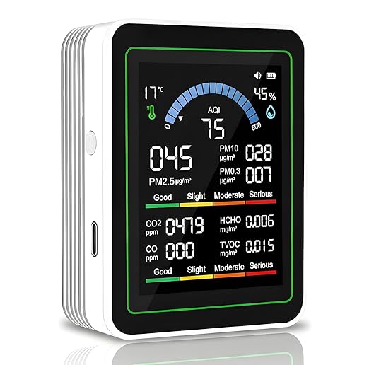 10 in 1 Smart Air Quality Monitor Indoor,Professional Air Quality Test Kit with | TVOC | HCHO | Temp | AQI | PM2.5 | PM0.3 | PM10