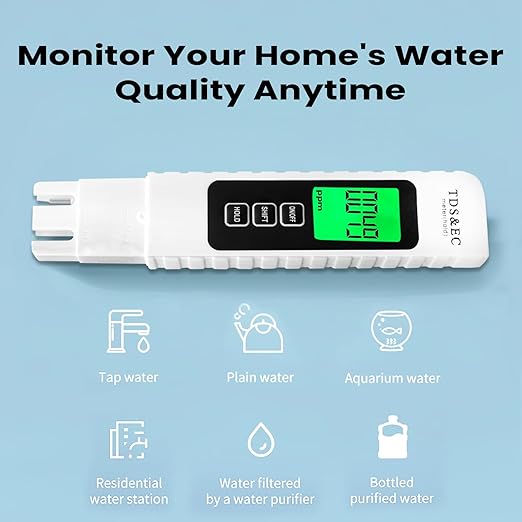 Water Quality Tester,Reliable and Accurate,3 in 1 TDS Meter,0-9990 PPM Meter,EC & Temperature Meter, Portable Water Tester for Digital Water Tester,Professional Testing for Drinking Water