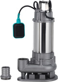 1/2 HP Submersible Sewage Pump, 6600 GPH Heavy Duty Cast Iron Effluent Pump with Automatic Tethered Float Switch, Sump Pump for Sump Basin, Basement, Residential Use