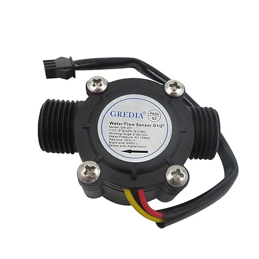 1/2" Water Flow Sensor Food-Grade Switch Hall Effect Flowmeter Fluid Meter Counter 1-30L/min