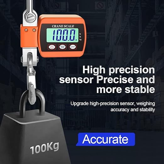 1100LBS Hanging Weight Scale Industrial Heavy Duty with Accurate Sensor Digital, Professional for Farm, Hunting, Bow Draw Weight, Big Fish & Hoyer Lift Orange