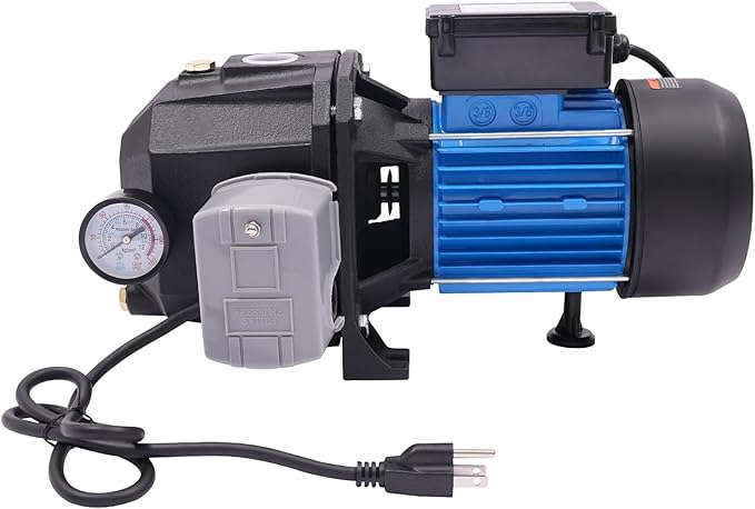 0.75HP Shallow Well Pump 110V Water Pump Automatic Pressure Switch IP44 Waterproof Well Depth Up to 82Ft Versatile Water Pump for Farm Garden (0.75HP)