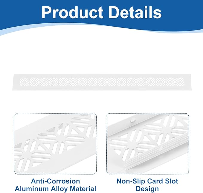 uxcell 2Pcs Aluminum Alloy Air Vents, 500 x 50mm / 19.7 x 2" Rectangle Louvered Ventilation Grille Cover with Mounting Screws for Door Cabinet Wardrobe, White