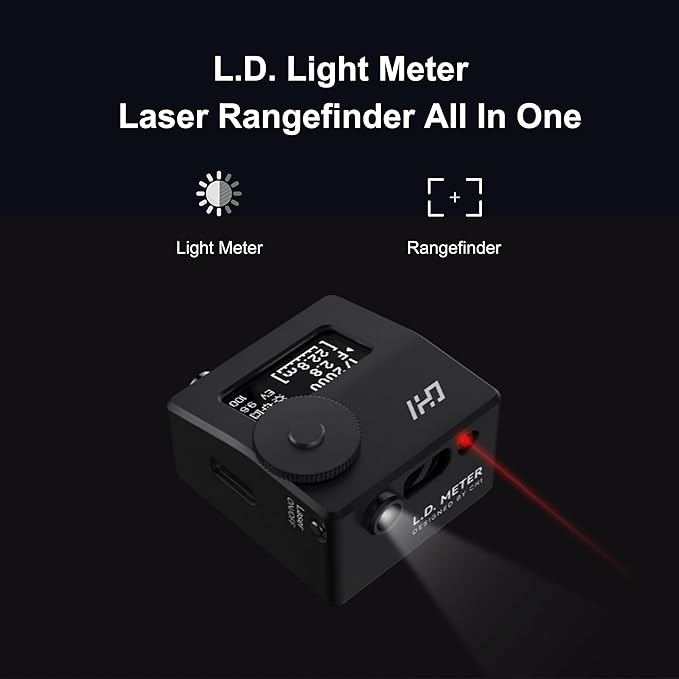 CHI L.D. Light Meter Lite - Precise Lighting and Laser Distance Measure for Leica and Vintage Camera Film Photography (Silver)