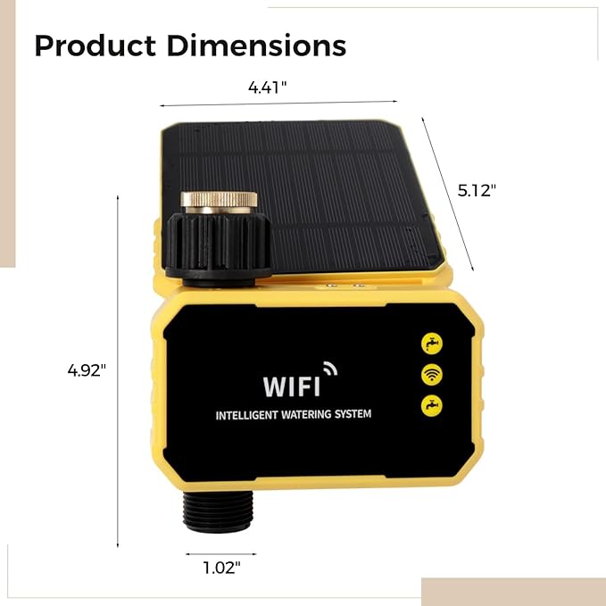 WiFi Solar Irrigation Timer with Remote Control, Tuya & Smart Life App Compatibility, Dual Power, Drip & Micro-Sprinkler System, Rain Sensor