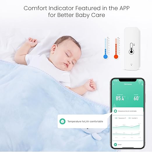 MOES WiFi Humidity Temperature Monitor Smart Hygrometer Thermometer for Remote Monitor and Alert, High Precision Indoor Thermometer with Tuya App, Compatible with Alexa & Google Assistant, 4 Pack