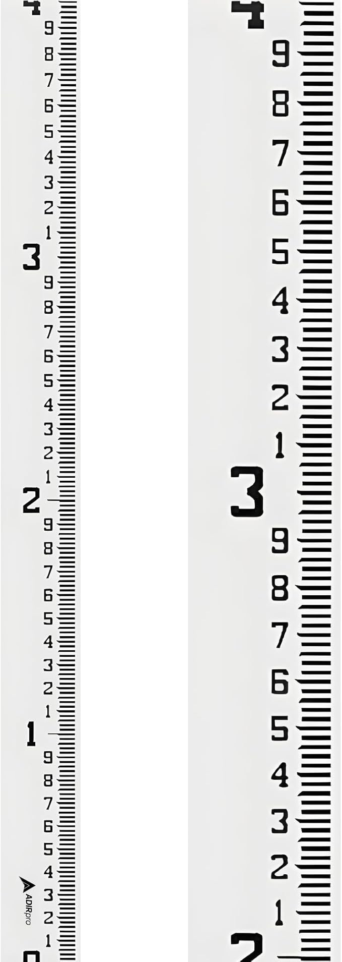 AdirPro 4" Wide Staff Gauge 0-4 Feet | Water Level & Stream Depth Gauge with 100th & 10th Foot Graduations | Heavy-Duty All-Weather Fiberglass Flow Gauge