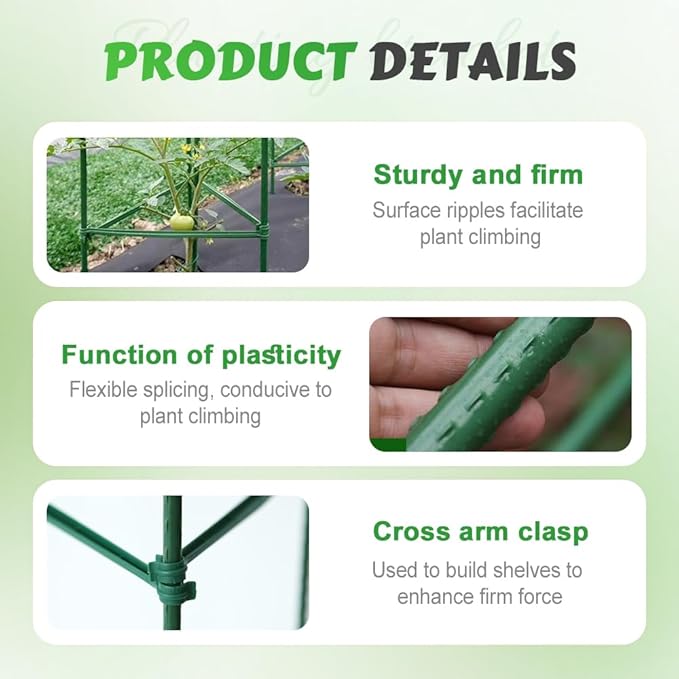 Adjustable Modular Plant Support Frame, 2026 New Garden Raised Bed Planter Heavy Duty Steel Tomato Trellis Kit, Upgrade Plant Support Tower Stakes Provides Support for Climbing Plants (2, Green)