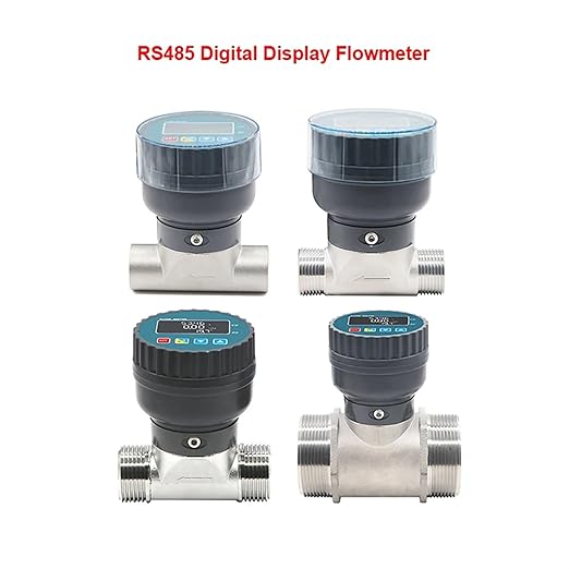 RS485 Electronic Digital Display Flowmeter Stainless Steel Male/Female Thread Smart LCD Flow Meter Water Sensor(DN25,Male Thread)