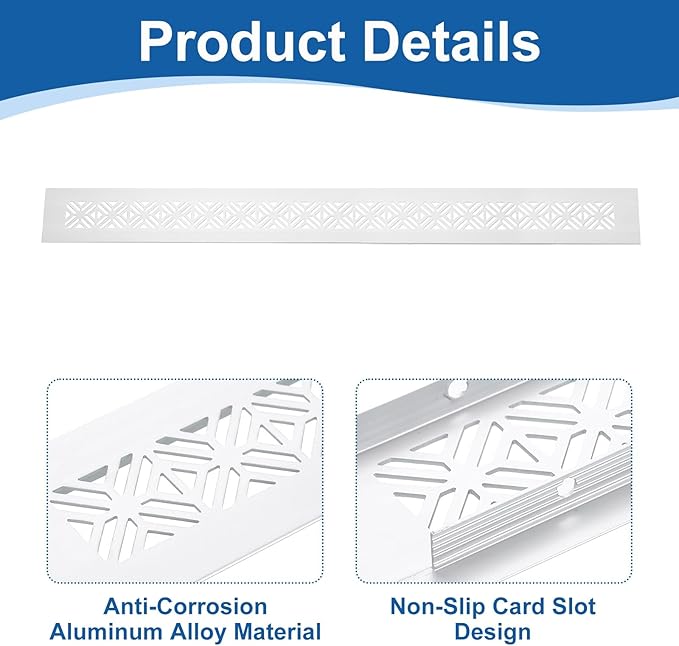 uxcell 2Pcs Aluminum Alloy Air Vents, 500 x 50mm / 19.7 x 2" Rectangle Louvered Ventilation Grille Cover with Mounting Screws for Door Cabinet Wardrobe, Silver