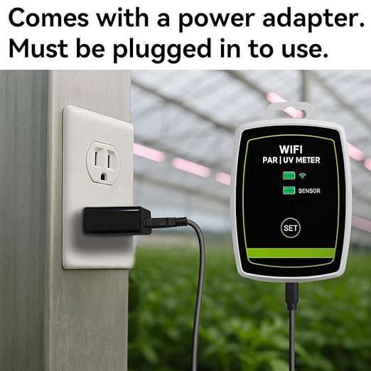 WiFi PAR Meter – Real-Time Light Intensity Monitor with Graph Recording | Measures PAR (400–700nm) and UVA for Grow Lights, Greenhouses