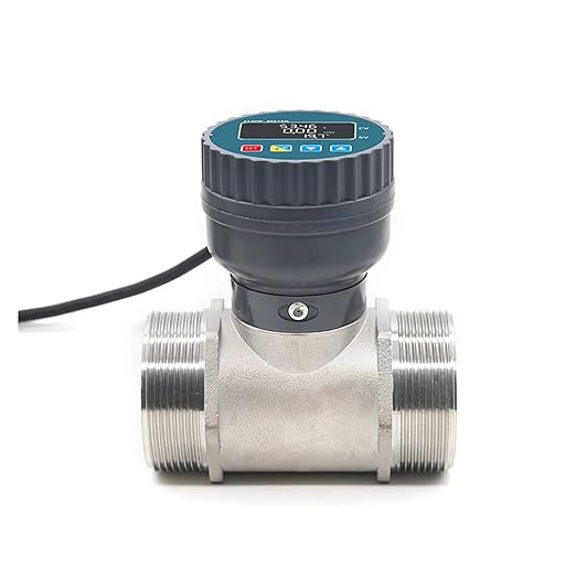Digital Display Flow Meter Electronic Flowmeter Stainless Steel Male/Female Thread Smart LCD Electronic Flow Meter Water Flow Sensor High Sensitivity for Multiple Media(DN50,Female Thread)