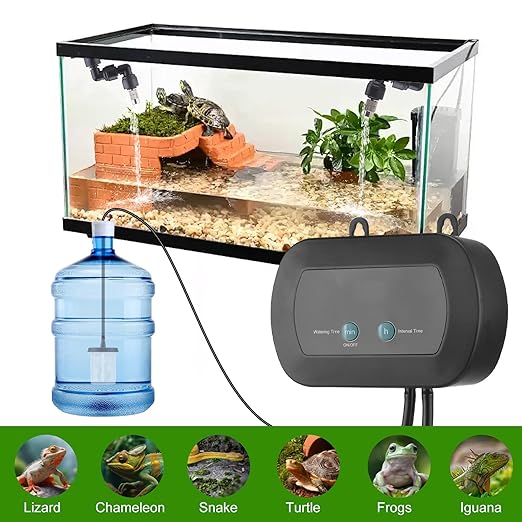 Automatic Watering System with Timer and 360° Adjustable Nozzles, Smart Irrigation Kit for Reptile Terrariums and Indoor Plants, USB Rechargeable Misting Device