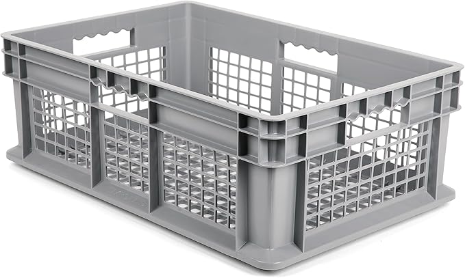 Hudson Exchange 24 x 16 x 8" (2 Pack) Mesh Straight Wall Handled Storage Container Tote, Gray