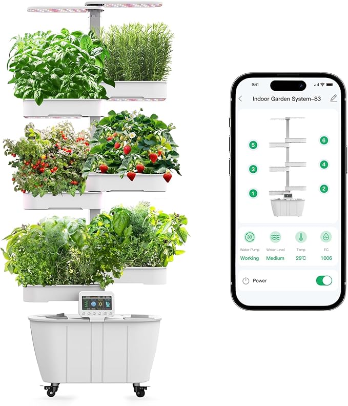 Hydroponics Growing System Kit,48 Pods Large Indoor Hydroponic Herb Garden with Smart LED Grow Light, Auto Circulating Water Pump,24L Water Tank,APP & WiFi Controlled,Gardening Systems for Ideal Gifts