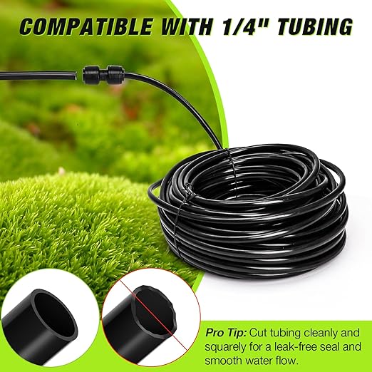 Bonviee 1/4 Inch Push-to-Connect Straight Connectors, 24 Pack – Drip Irrigation Fittings for Garden, Greenhouse, Lawn